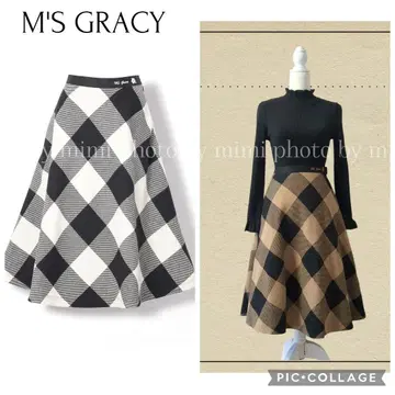 M'S GRACY 카탈로그 게재 빅 체크 플레어 스커트