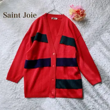생 조이 [ M ] 스트라이프 니트 가디건 레트로 선명한