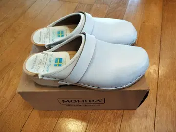 MOHEDA 리얼 가죽 클로그 샌들 37 화이트 박스 포함