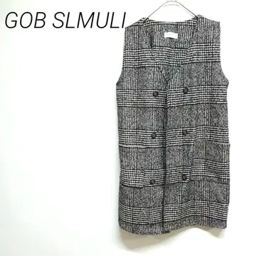 GOB SLMULI 체크 무늬 더블 브레스트 베스트 앞 버튼 한국제 프리