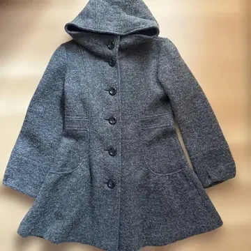 그레이 후드 부착 울 코트 9AR
