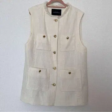 GREEN LABEL RELAXING 트위드 프린지 베스트