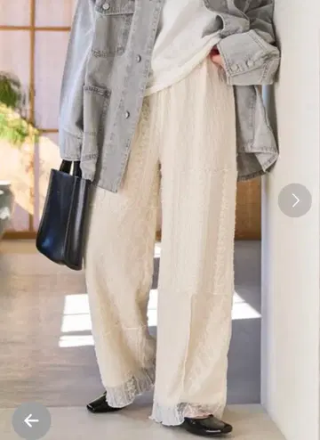 [ 완판템 ] FREAK'S STORE 레이스 패치워크 팬츠 내추럴