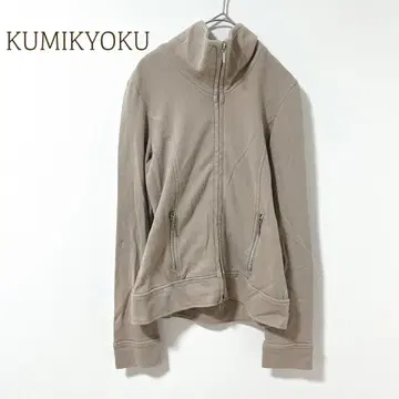 쿠미쿄쿠 집업 후드티 M 무지 캐주얼 워셔블 하이넥