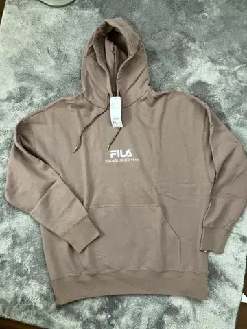FILA 베이지 후드 부착 후드티 M-L