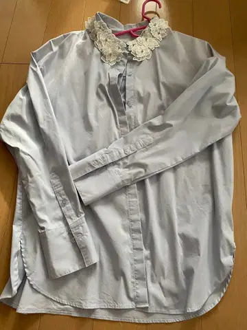 리랜드트루 꽃무늬 레이스 옷깃 긴팔 셔츠