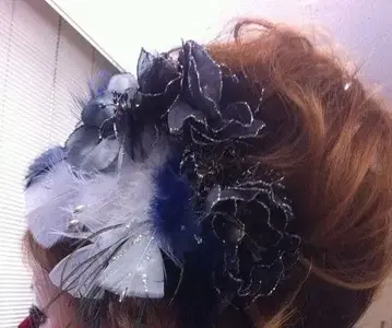 성인식 머리 장식 세트 3점 블랙 파랑