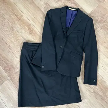 ORIHICA 블랙 스트라이프 울 스커트 수트 9호