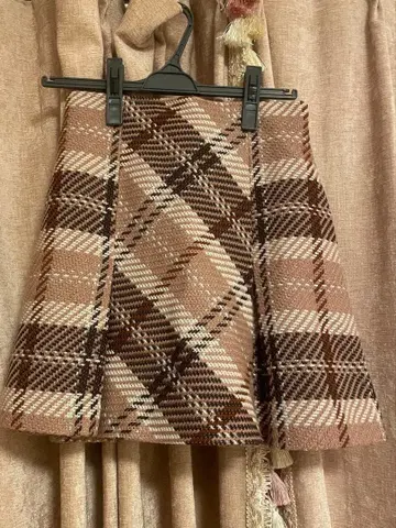 스니들 로핑 체크 스커트 핑크 0