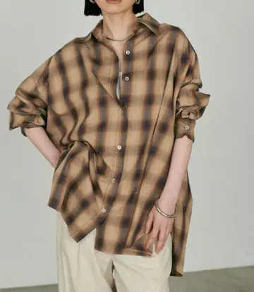 LARUTA(랄루타) 체크 무늬 셔츠 풀오버