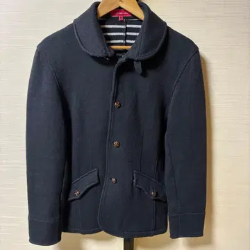 울 혼방 네이비 코트 버튼 포함