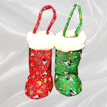 디즈니 미키 패턴 크리스마스 장식용 부츠 / 빨간색과 그린색 2세트