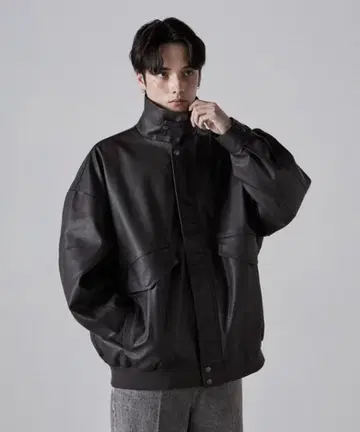 CLEL 블랙 가죽 자켓 블루종