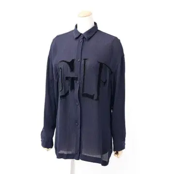 토쿠코 프리미어볼 택 포함 플리츠 긴팔 셔츠 와펜 자수 네이비