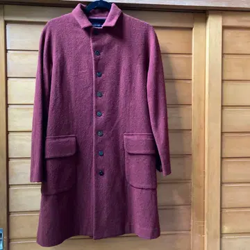 요건 레일 버건디 코트 울 100%