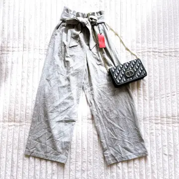 미사용 새상품 Rad'h 와이드 팬츠 S 라이트 그레이 허리 벨트 포함