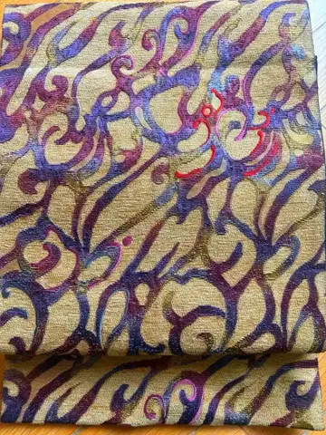 와나오리 비로드 직후쿠로 오비 용염문 캐주얼 오비 육통 베이지