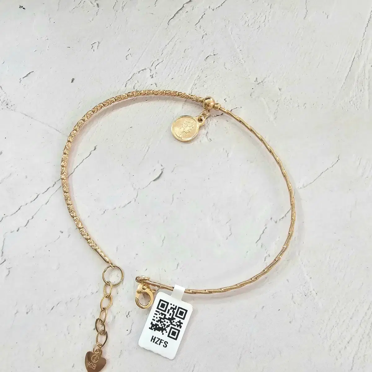 18k 하프앤하프 코인 팔찌 (와이어텐션)