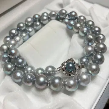 [ silver ] 진주 세미 바로크 목걸이 그레이 실버 각인 펄