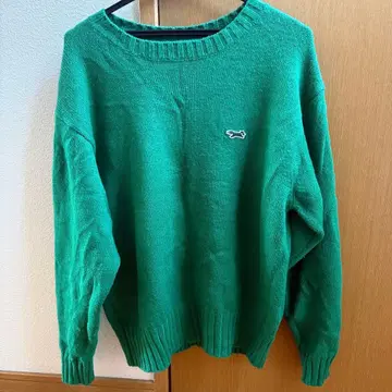 그린 니트 스웨터 폭스 로고