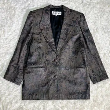 개성 있는 올 패턴 가죽 코트 보타니컬 천연 가죽 레트로 올리브 그린