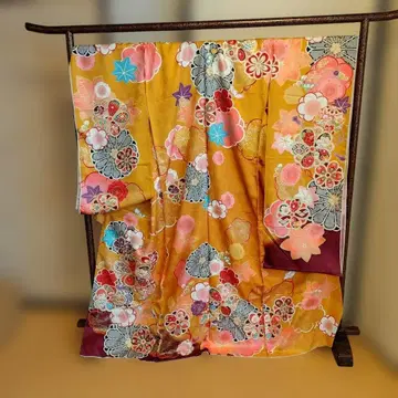 순수 실크 유젠 후리소데! 재고 처분 상품