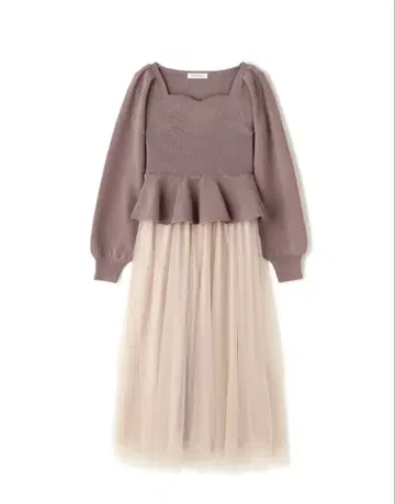 내추럴 뷰티 베이직 페플럼 튤 니트 원피스