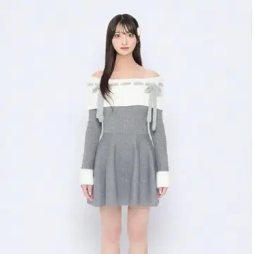 BUBBLES 리본 오프숄더 원피스 M