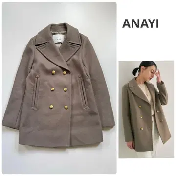새상품급 ANAYI 아나이 슈퍼140 리버 멜톤 울 코트 골드 버튼
