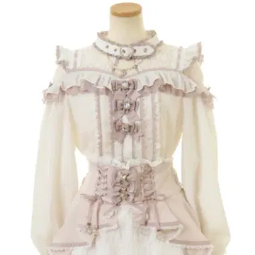 Lizlisa 3 리본 프론트 초커 블라우스 핑크