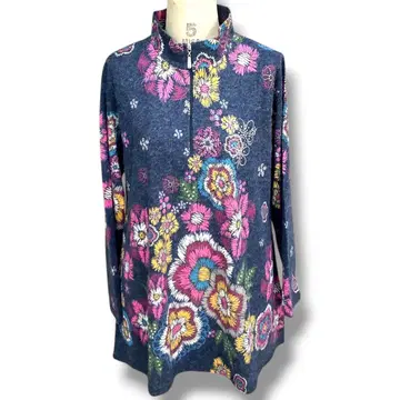 집업 꽃무늬 플라워 튜닉 상의 풀오버 레오나르풍