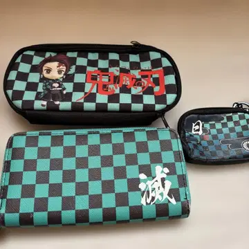 귀멸의 칼날 장지갑 체크 무늬 3세트