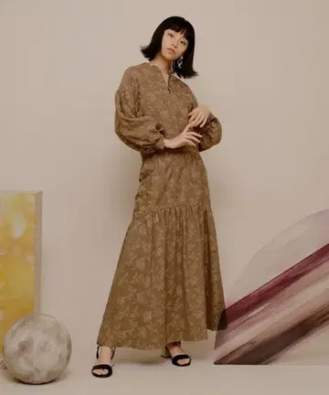 LILY BROWN 플라워 자카드 블루종 & 스커트 셋업