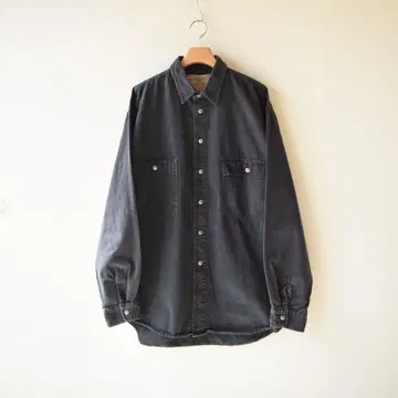 90s 블랙 데님 셔츠 페이드 코튼 블랙 워크 셔츠