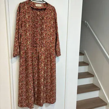 빈티지 레트로 꽃무늬 긴팔 원피스