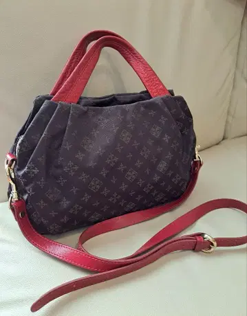 러셋 2way 숄더백 빨간색 핸들 x 브라운