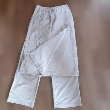 리브 편직 라이트 그레이 스트레이트 팬츠