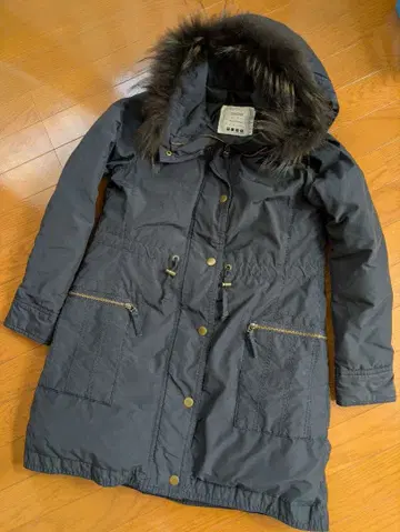 PLST 네이비 후드 부착 다운 모즈 코트