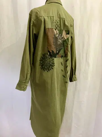 리메이크 손글씨 카키 롱 원피스 코트