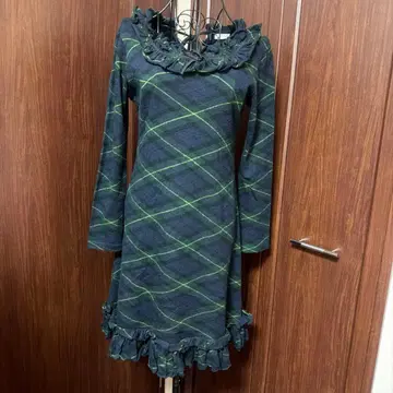 MILK 네이비 그린 체크 원피스