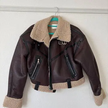 브라운 숏 기장 무스탕 코트 한국 보아