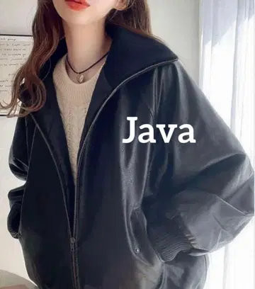 JaVa 블랙 가죽 자켓 가죽 블루종