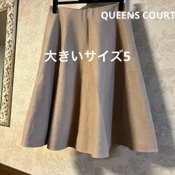 새상품급 빅 사이즈 5 퀸즈 코트 허리밴딩 플레어 스커트 일본제