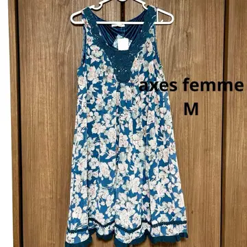 axes femme 꽃깅엄벌룬튜닉 M사이즈 블루