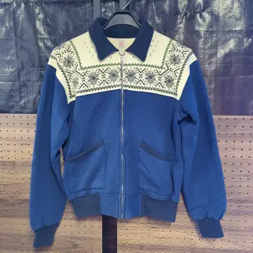 플랫 헤드 눈 패턴 스노우 패턴 옷깃 포함 풀 집업 M