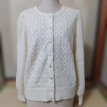 아이보리 레이스 니트 가디건