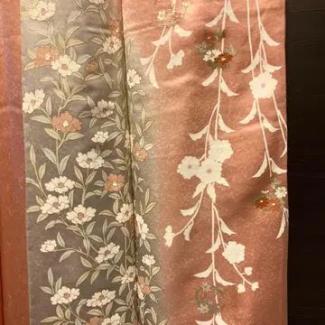 핑크 그레이 꽃무늬 호몬기 순수 실크