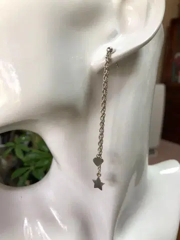 실버 925 하트와 별 참 포함 귀찌