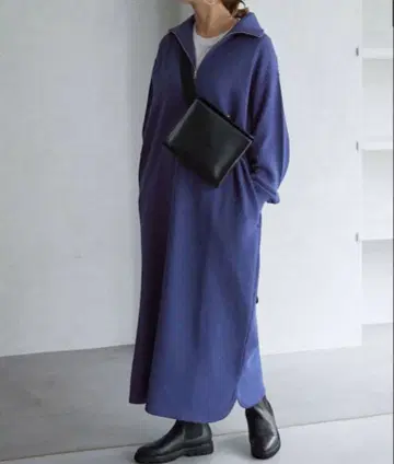 [ 슬로브 이에나 ] 하프 지퍼 원피스 면 100% 무지 롱