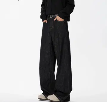 다크 블루 와이드 레그 데님 ib